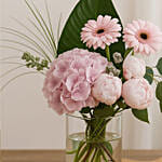 Serene Mixed Flowers Cylindrical Vase