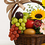 Beautiful Mixed Flowers & Fruits Basket