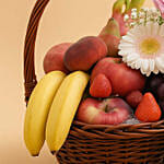 Mixed Flowers & Assorted Fruits Round Basket