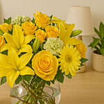 Happy Flowers In Bowl Arrangement