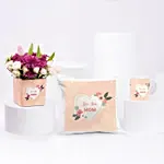 Mothers Day Flowers Vase and Cushion Bundle