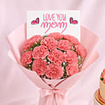 Mothers Love Carnations Bouquet and Mama Cake Bundle