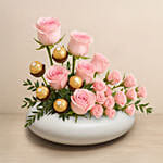 Roses and Rochers in a Vase