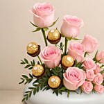 Roses and Rochers in a Vase