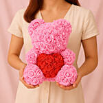 Cuddles Artificial Pink Roses teddy