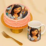 Fairytale Cartoon Style 520 Day Chocolate Photo Cake and Mug