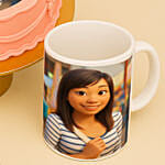 Fairytale Cartoon Style 520 Day Chocolate Photo Cake and Mug