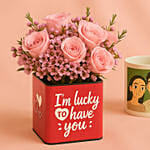 520 Day Roses Flowers Vase and Personalised Ghibli Mug
