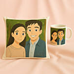 Personalised Ghibli Style 520 Day Mug and Cushion