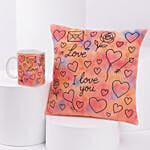 Valentines Printed Love Cushion & Mug