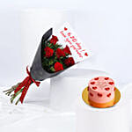 520 Day Red Roses Flower Bouquet and Cake Bundle