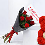 Red Roses Bouquet and Teddy for 520 Day