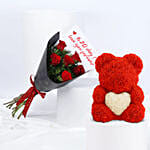 Red Roses Bouquet and Teddy for 520 Day