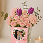 Love You Mama Personalised Pink Flowers Vase