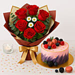 Designer Red Roses and Red Velvet Dream Cake