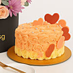 Elegant Floral Heart Chocolate Cake and Flowers Bundle