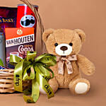 Exotic Chocolates Brown Willow Basket With Teddy