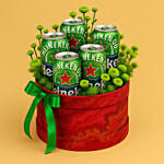 Green Button & Heineken Beer Round Gift Box