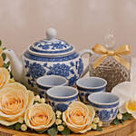Luxury Floral Tea Gift Set with Yellow Roses
