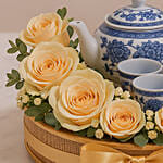 Luxury Floral Tea Gift Set with Yellow Roses