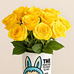 Cute Monster Yellow Roses Vase