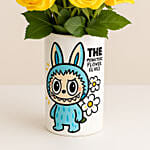 Cute Monster Yellow Roses Vase