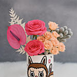 Labubu Inspired Mix Flowers Vase