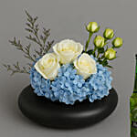 Fathers Day Hydrangea and Roses Vase and Beer Arrangement