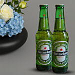 Fathers Day Hydrangea and Roses Vase and Beer Arrangements