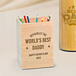 Bamboo Bottle Mug and Pen Hodler Gift Set for Dad