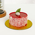 Red Forever Rose In Glass Dome With Mini Mousse Cake