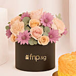 Elegant Floral Chocolate Cake and Flowers Bundle