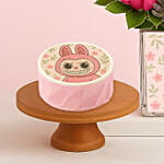 Cute Labubu Monster Personalised Face Flowers Vase and Mini Cake