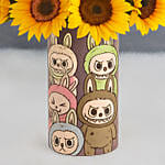 Cute Labubu Monsters Sunflowers Vase