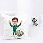 Personalised Caricature Green Tracksuit No. 456 Mug & Cushion