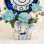 New Baby Boy Born Flower & Balloon