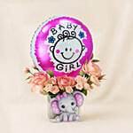 New Baby Girl Born Flower & Balloon