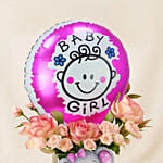 New Baby Girl Born Flower & Balloon