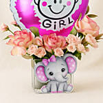 New Baby Girl Born Flower & Balloon