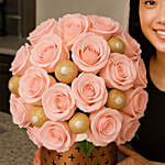 Pink Roses and Rochers Gift Arrangement