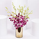 Pink Orchids in a Premium Golden Vase