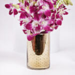Pink Orchids in a Premium Golden Vase