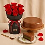Red Roses and Dubai Chocolate Cake