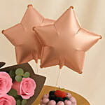 Roses Mini Cake and Star Balloons Bundle Gift