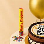 Year of Graduation Designed Chocolate Cake and Balloons