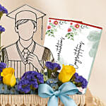 Graduation Flower Basket with Chocolates For Him