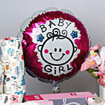 Its a Baby Girl Flower box giftset and Balloon