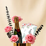 Roses and Moet Mini Graduation Gift