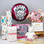 Its a Baby Girl Flowers box giftset and Balloon