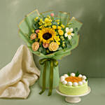 Sunbeam - Elegant Floral Fushion Bouquet & Pandan Ondeh Ondeh Cake